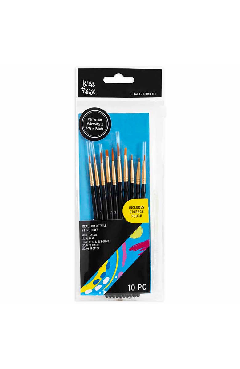 Brea Reese Brush Set Detailed Pack 10Pc Gold Taklon Bristles, Main, color, Gold
