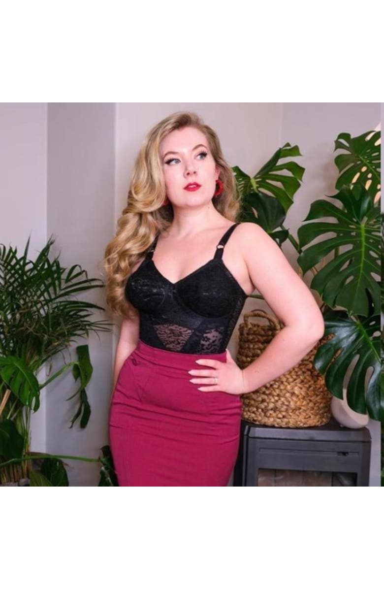 Rago Longline Wireless Shaping Bra with Expandable Cups, Alternate, color, Black