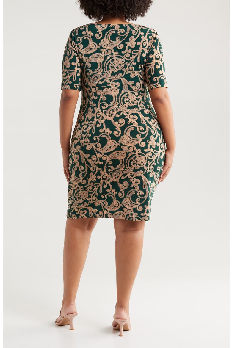 Paisley Faux Wrap Dress, Alternate, color, FORREST