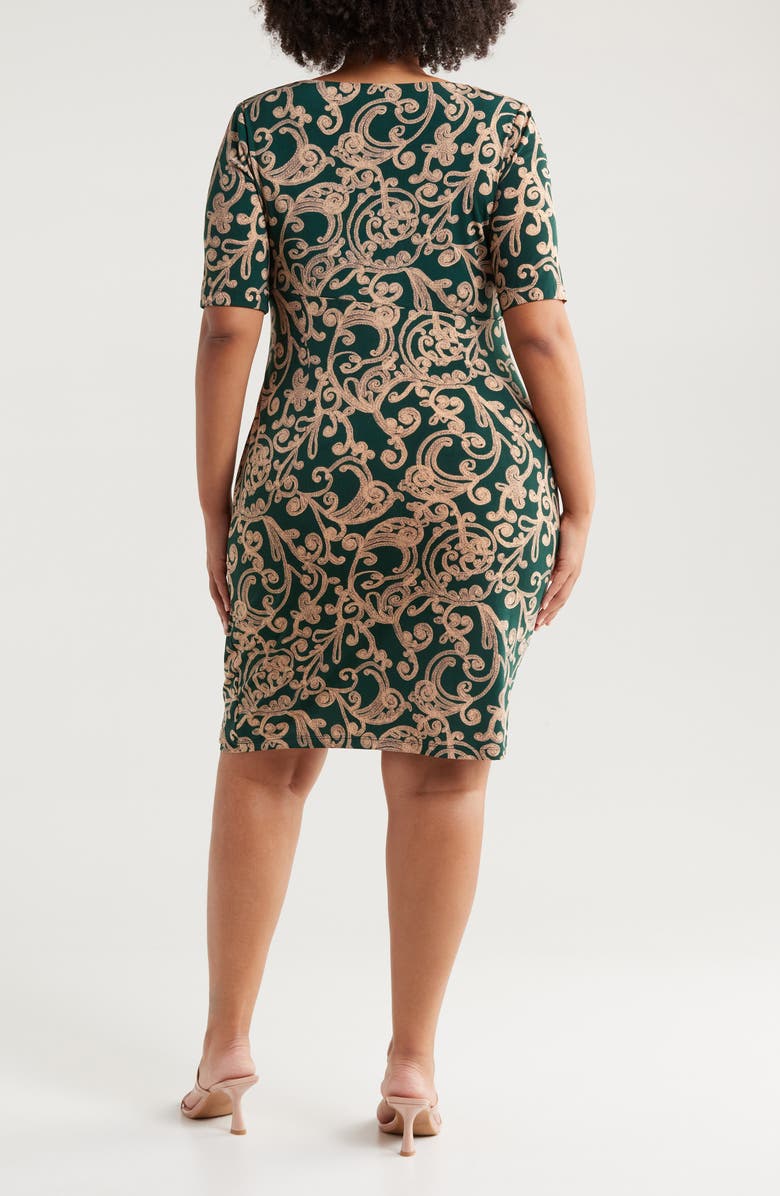 Connected Apparel Paisley Faux Wrap Dress, Alternate, color, Forrest