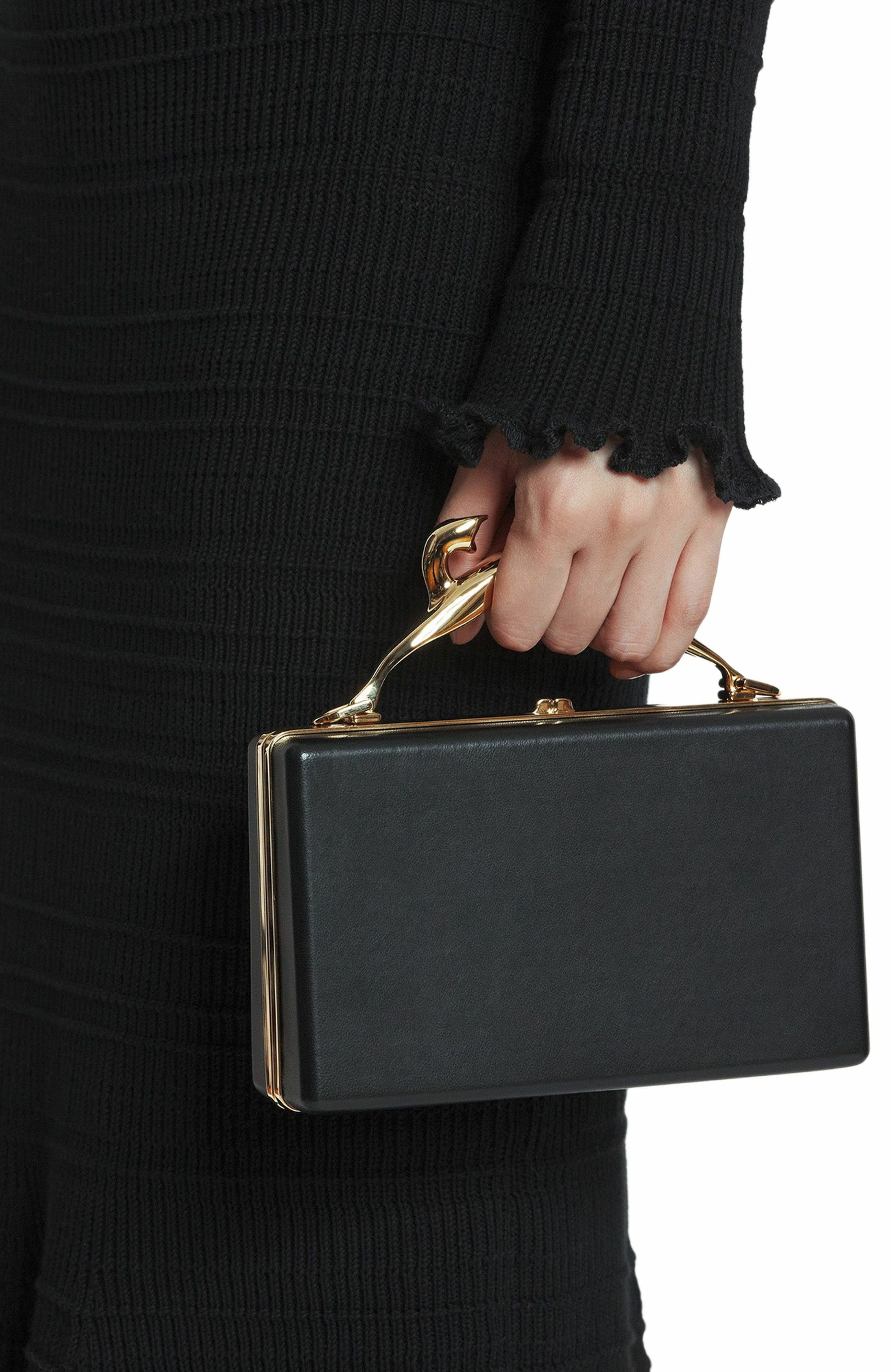 Lanvin FUSION CAT LEATHER CLUTCH BAG, Alternate, color, 