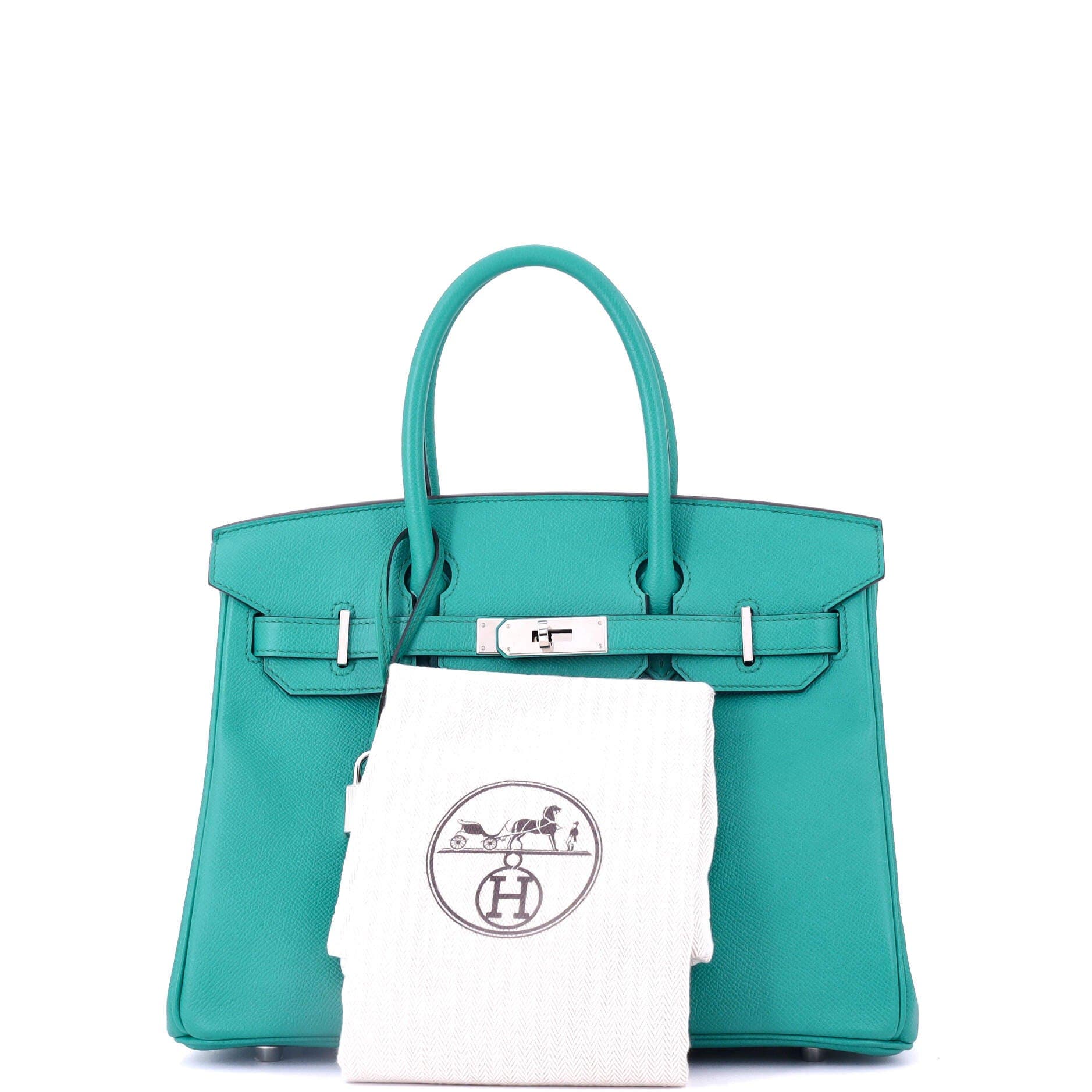 Pre-Owned Hermes Birkin Handbag Blue Epsom with Palladium Hardware 30, Alternate, color, Bleu Paon