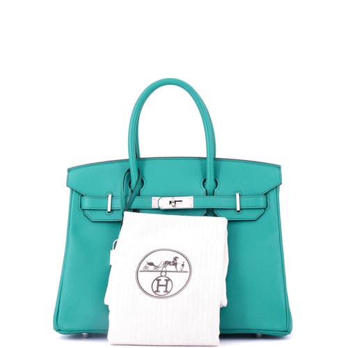 Pre-owned Hermes Hermes Birkin Handbag Blue Epsom With Palladium Hardware 30 In Blue