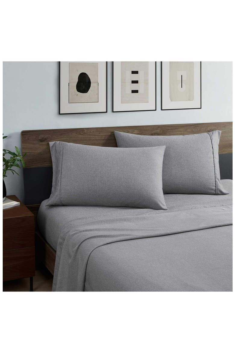 Solid Cationic Brushed Sheet Set, Alternate, color, DARK GREY