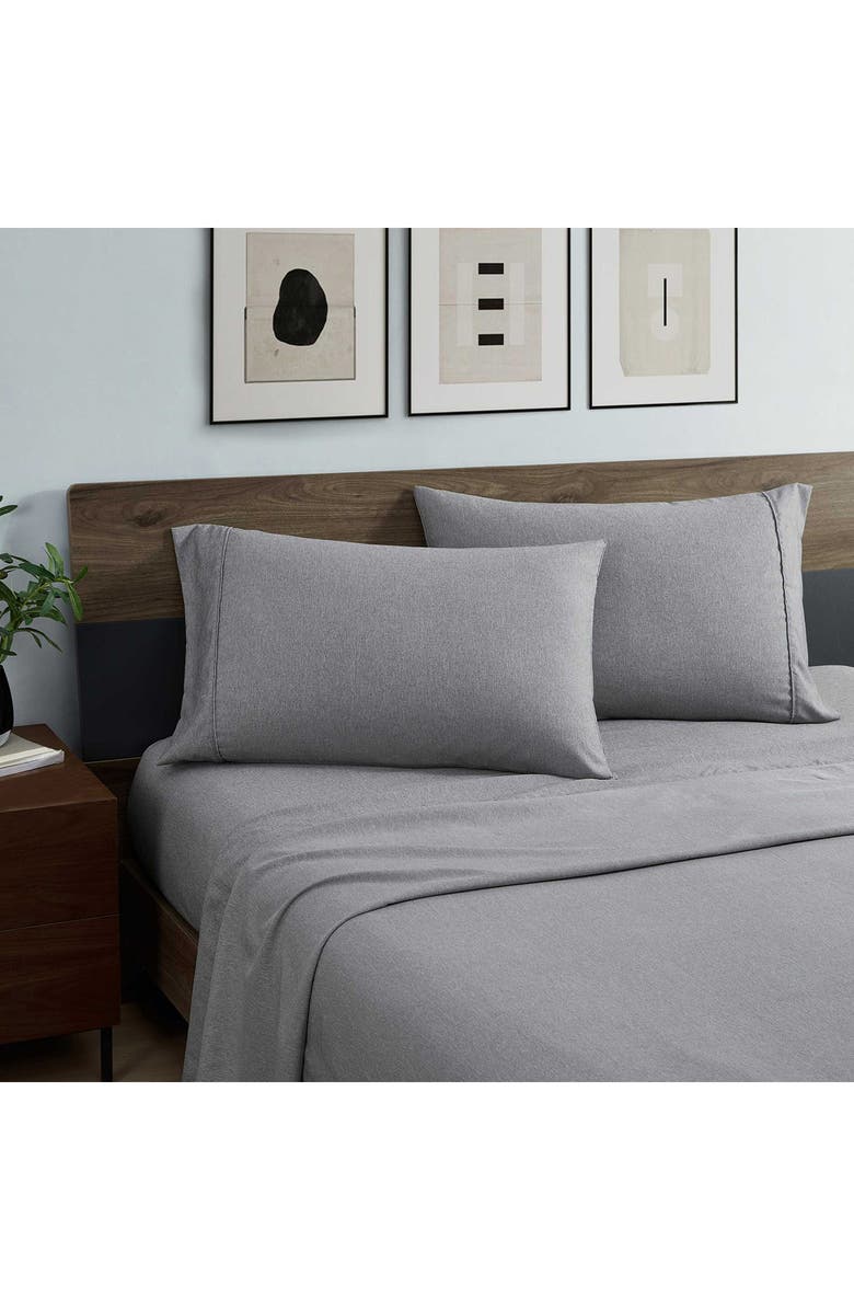 Kenneth Cole New York Solid Cationic Brushed Sheet Set, Alternate, color, Dark Grey