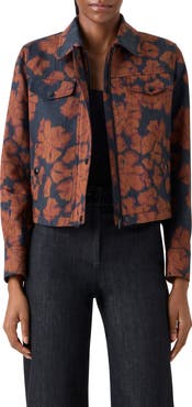 Akris punto Ikat Floral Print Canvas Motorbike Jacket