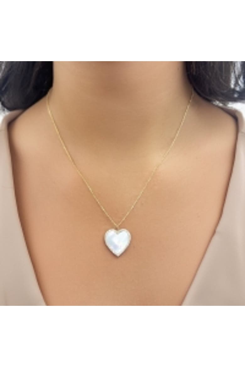 Small Mother of Pearl Diamond Heart Charm, Alternate, color, Mother of Pearl
