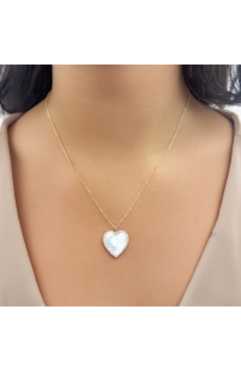The Lovery Fine Jewelry Small Mother of Pearl Diamond Heart Charm, Alternate, color, Mother Of Pearl