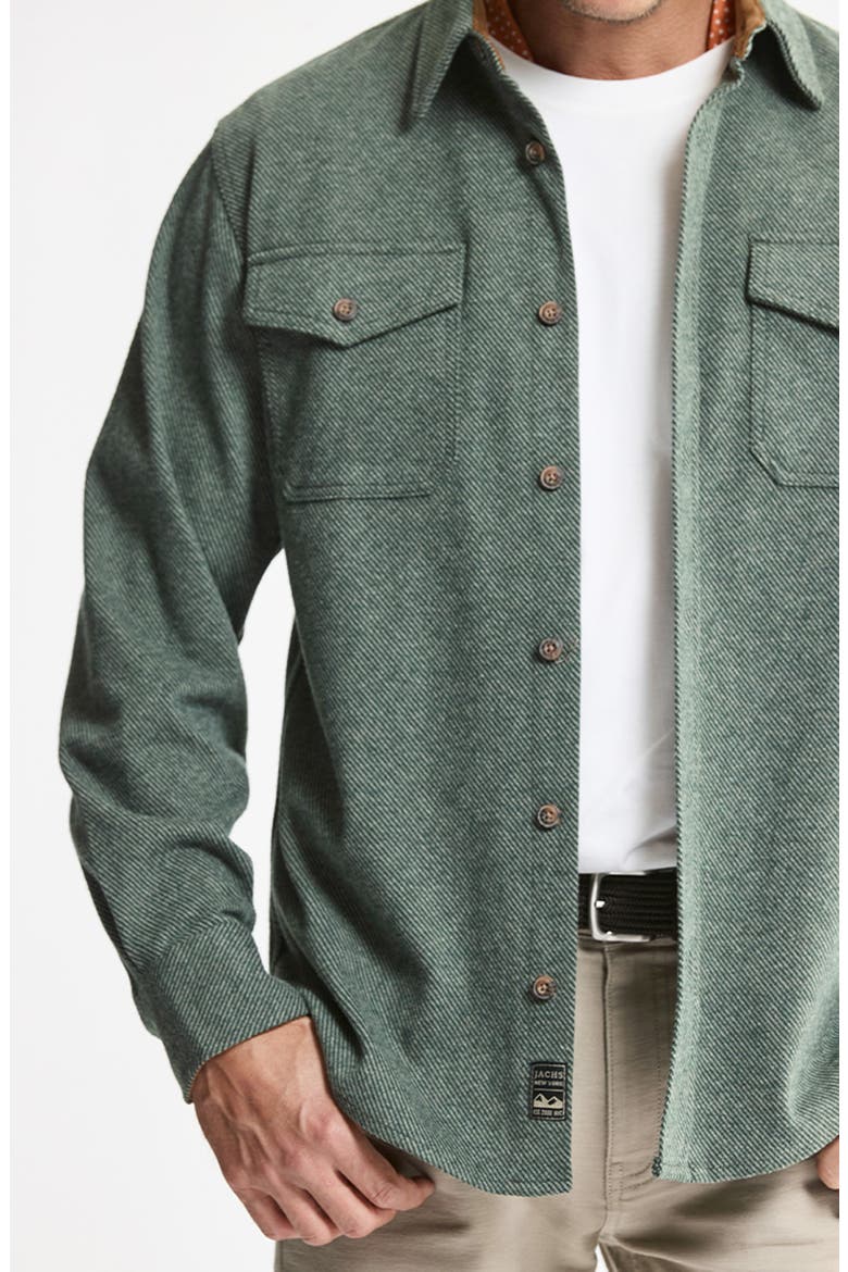 Knit Flannel Button-Up Shirt, Alternate, color, OLIVE