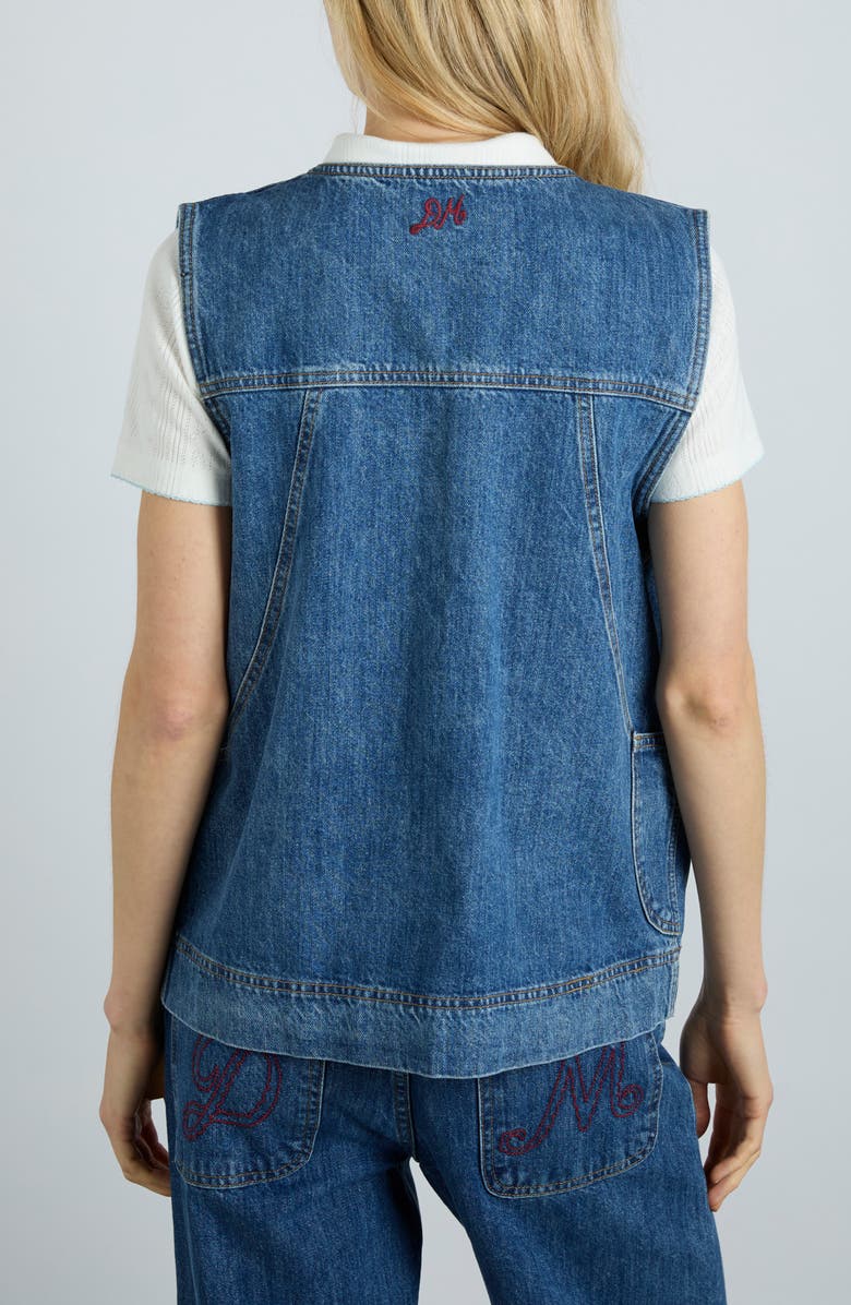 Damson Madder Milly Tie Front Denim Vest, Alternate, color,