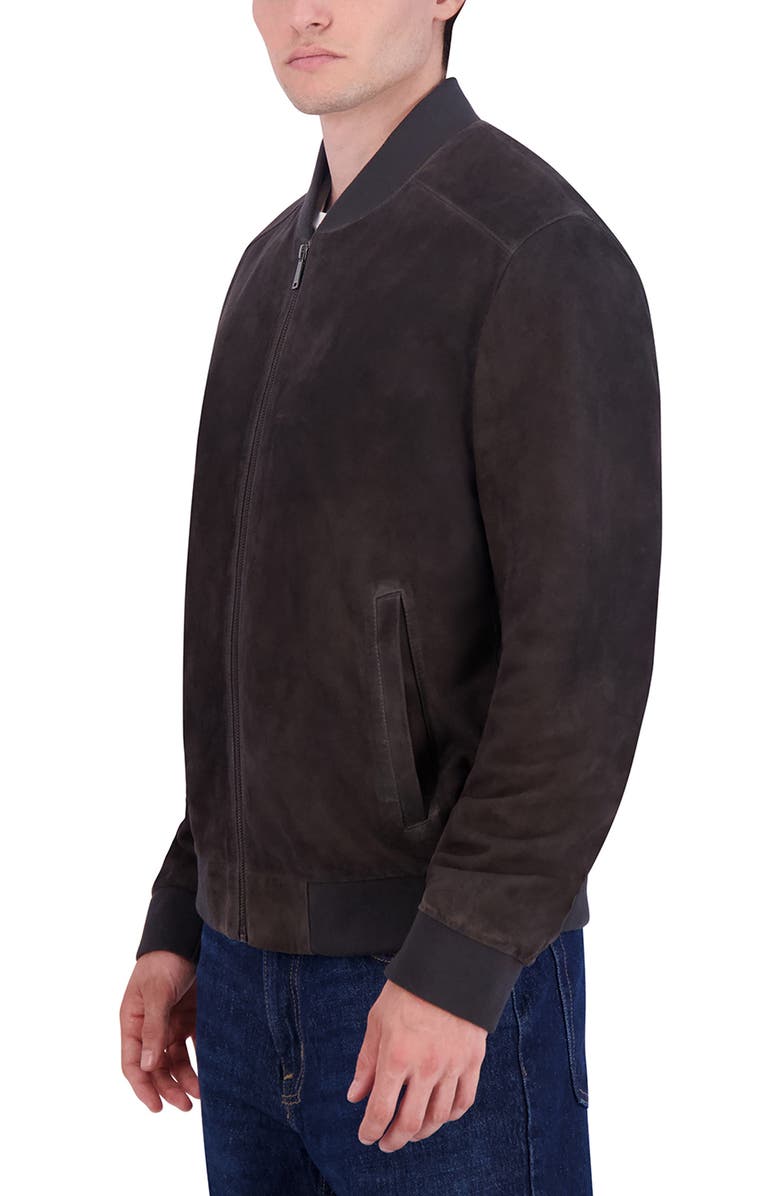 Cole Haan Suede Bomber Jacket, Alternate, color, Grey