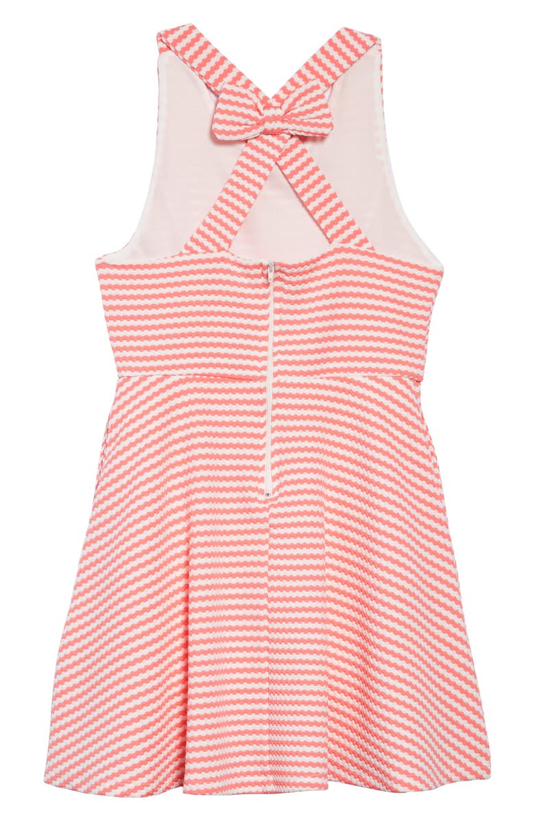 Ava & Yelly Stripe Bow Back Skater Dress, Alternate, color, Coral White