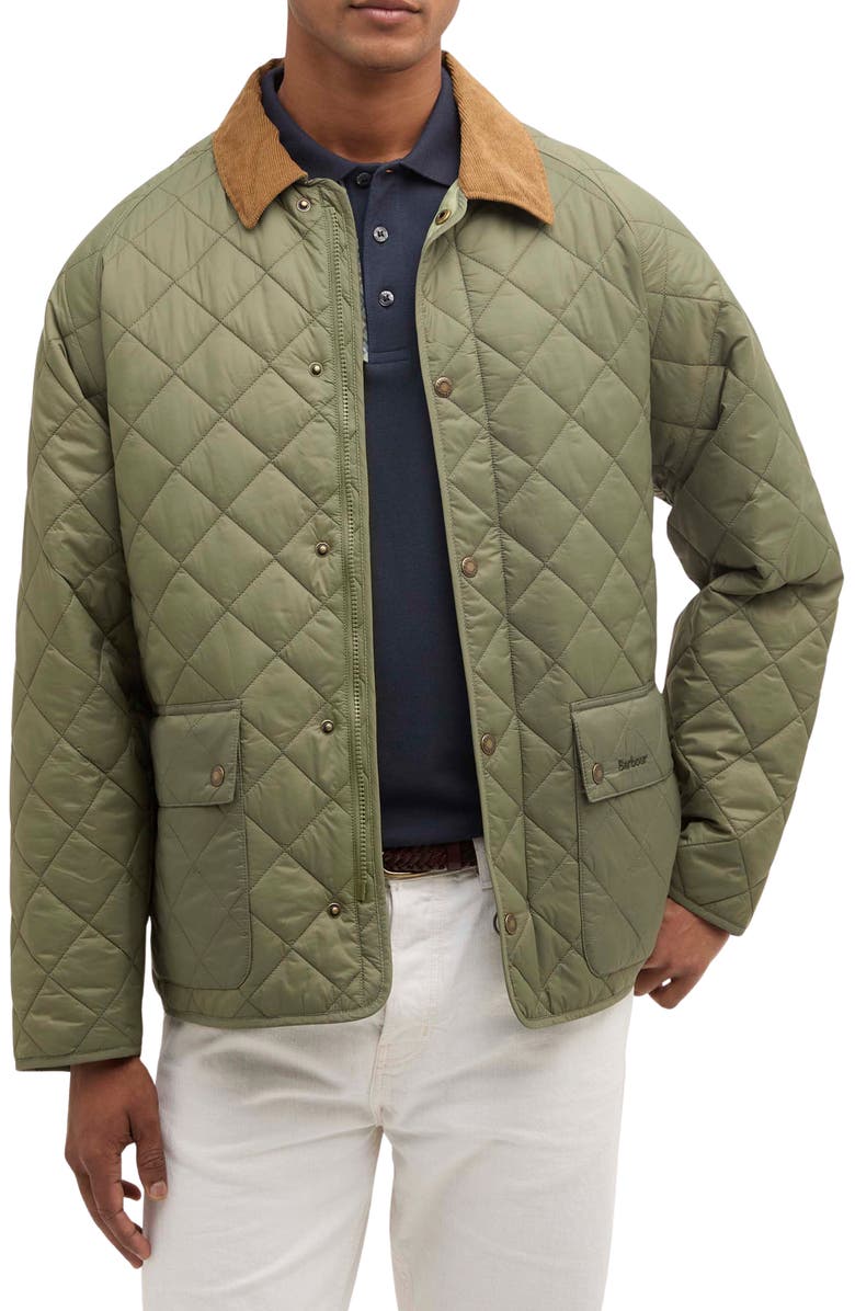 Barbour City Bedale Diamond Quilted Puffer Jacket, Main, color, Dusty Olive