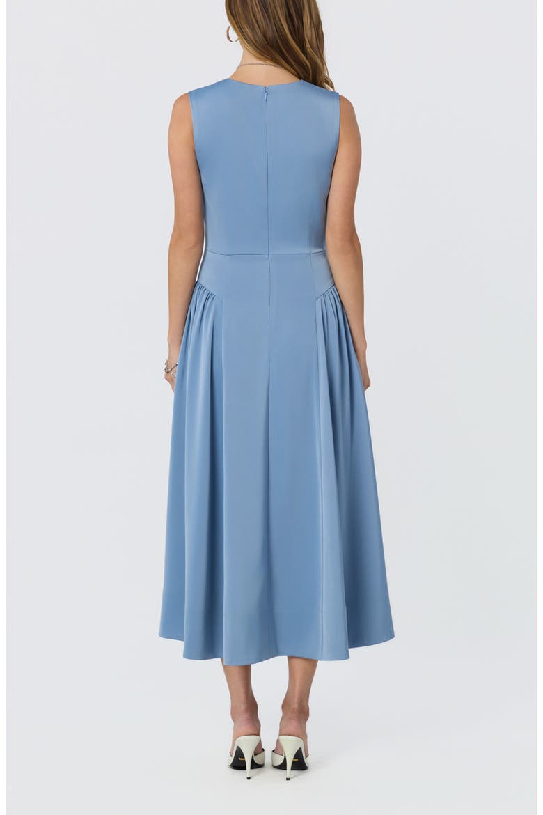 Seraphina Pleated Twist Corset Midi Dress, Alternate, color, DUSTY BLUE