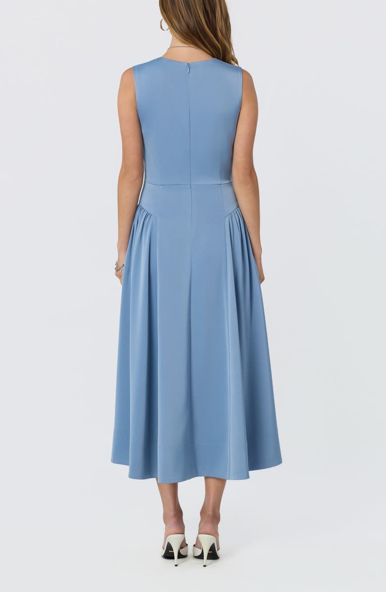 ASTR the Label Seraphina Pleated Twist Corset Midi Dress, Alternate, color, Dusty Blue