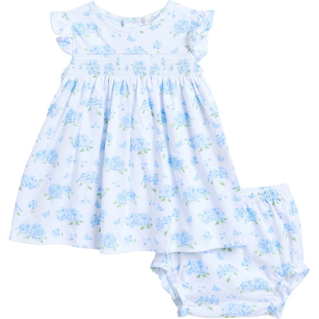 Kissy Kissy Floral Print Ruffle Romper & Bloomers In Light Blue