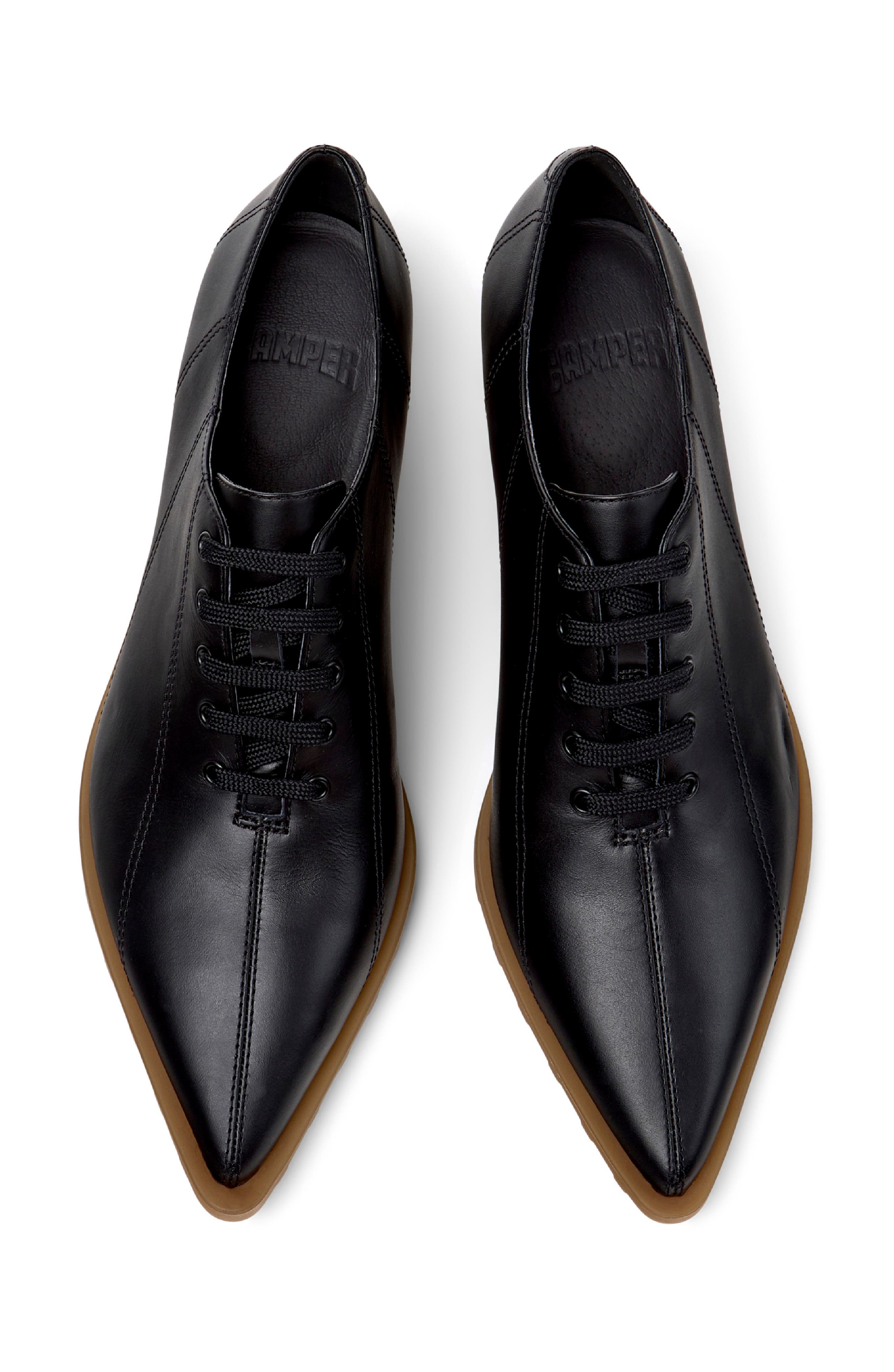 Camper Anita Pointed Toe Lace-Up Sneaker, Alternate, color, Black