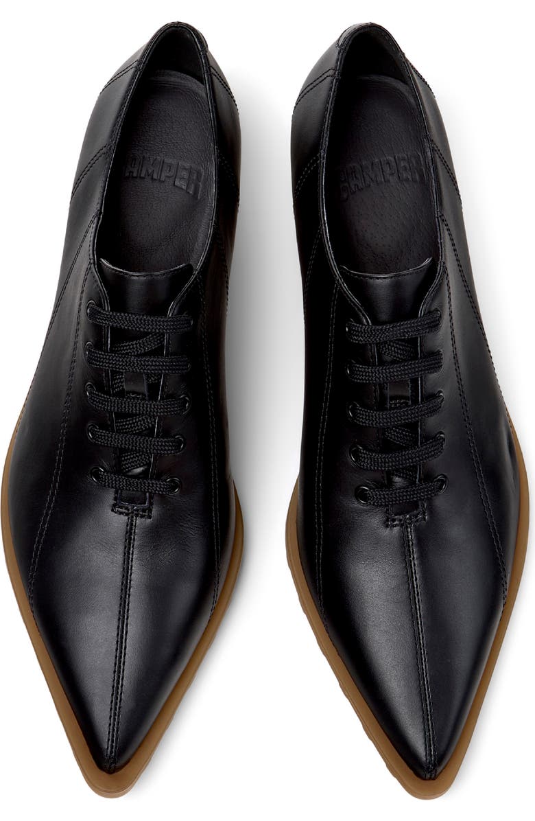 Camper Anita Pointed Toe Lace-Up Sneaker, Alternate, color, Black