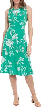 London Times Floral Keyhole Midi Dress