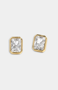 Stella & Dot Bezel Set Essential Emerald Cut Stud Earrings