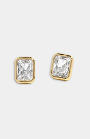 Stella & Dot Bezel Set Essential Emerald Cut Stud Earrings