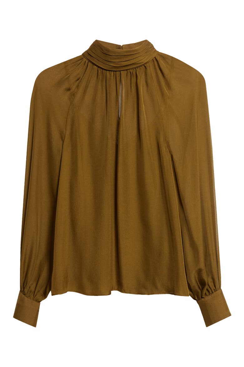 Alyssa Silk Top, Alternate, color, MOSS