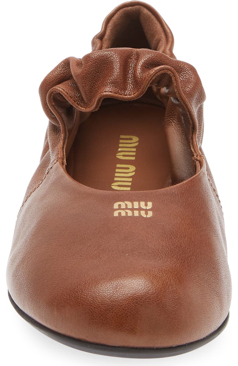 Miu Miu Ruched Ballerina Flat, Alternate, color, Rovere