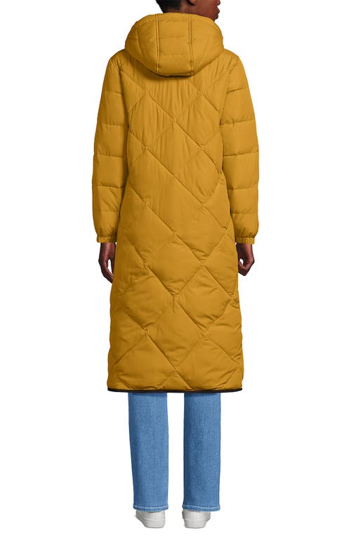 Lands' End Featherfree Insulated Diamond Quilted Maxi Coat In Orange
