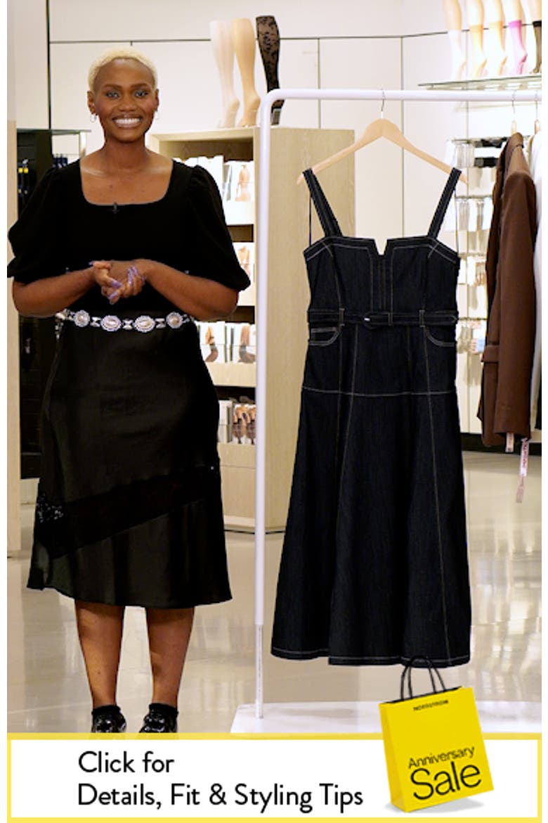 Tina Belted Stretch Denim Midi Sundress video