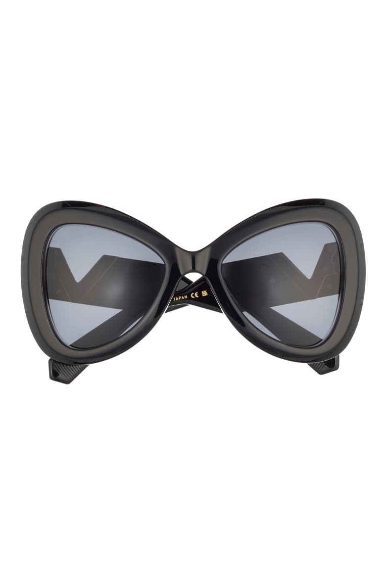 55mm Polarized Triangular Sunglasses, Main, color, BLACK BLACK GREY
