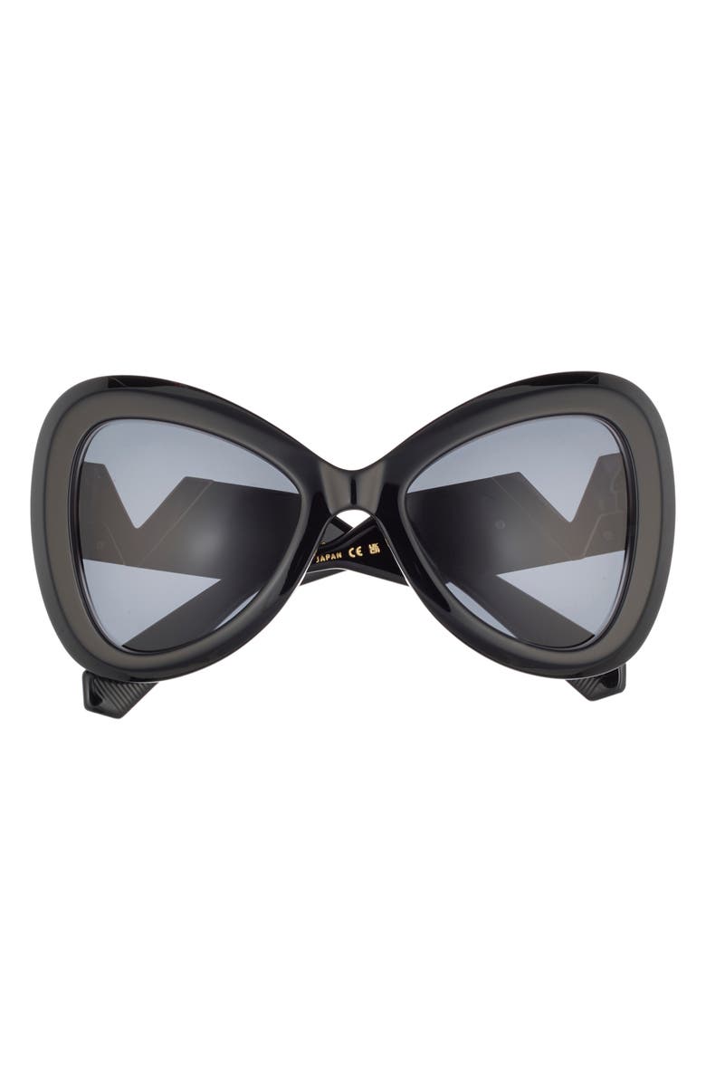 Valentino 55mm Polarized Triangular Sunglasses, Main, color, Black Black Grey