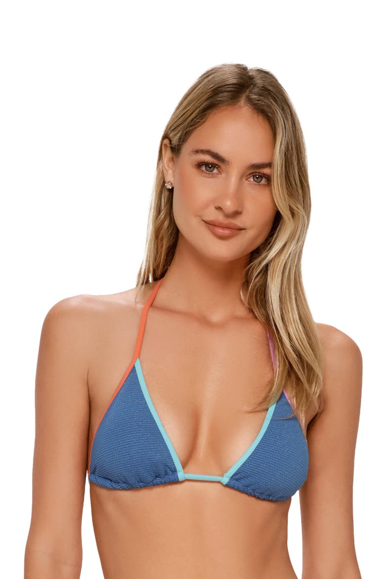 Trisha Triangle Bikini Swimsuit Top, Alternate, color, DESERT SKY LUREX