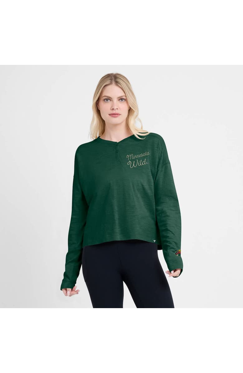 FANATICS Women
s Fanatics Green Minnesota Wild Oversized All Out Effort Long Sleeve Henley T-Shirt, Alternate, color, Green