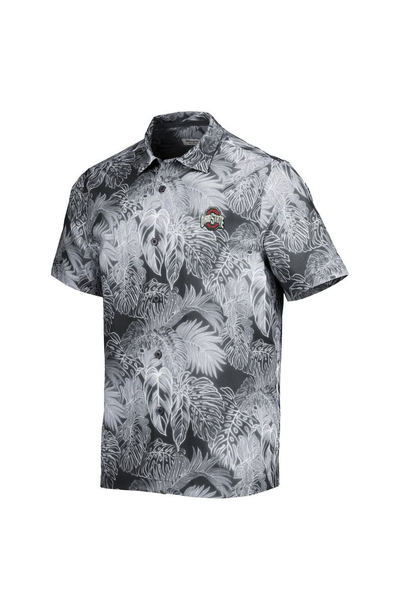 Tommy Bahama Men's Tommy Bahama Black Ohio State Buckeyes Coast Luminescent Fronds Camp Button-Up Shirt, Alternate, color, 