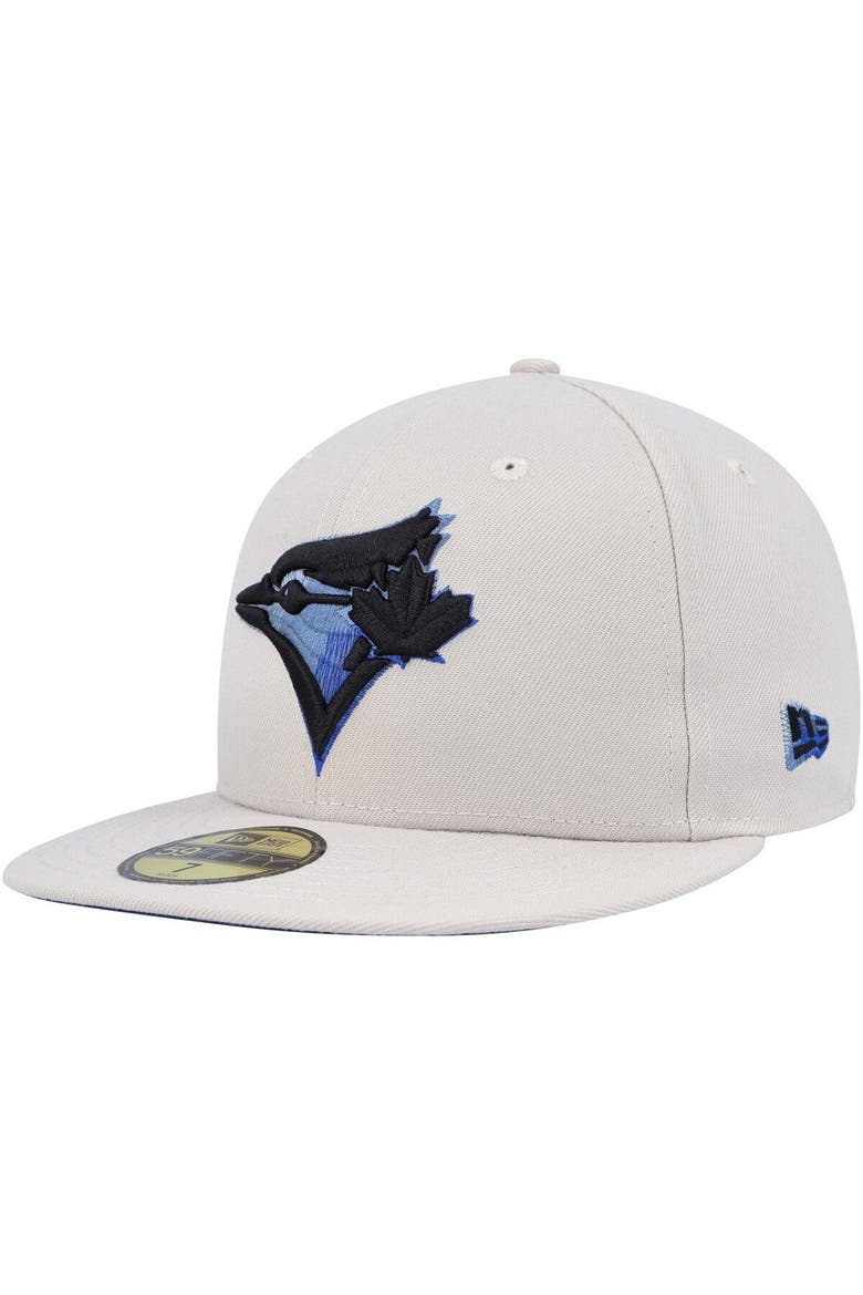 Men's New Era Khaki Toronto Blue Jays Stone Dim Undervisor 59FIFTY Fitted Hat, Main, color, Khaki