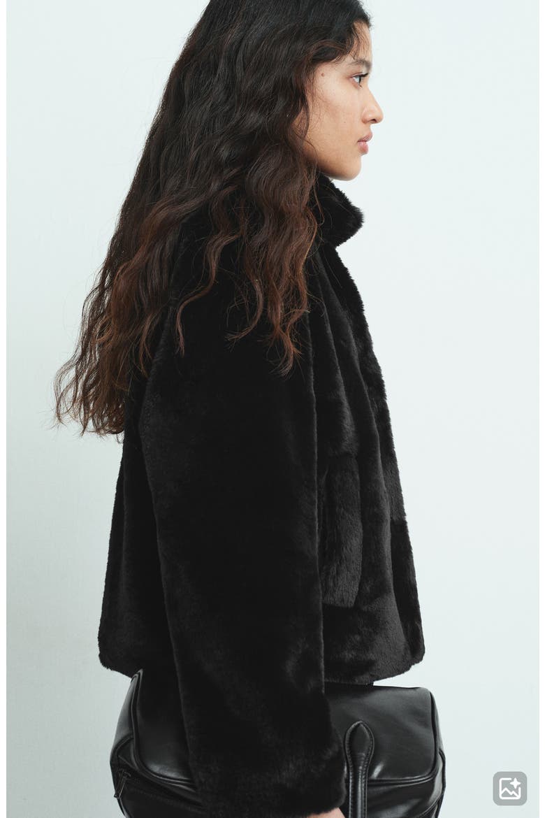 Faux Fur Coat, Alternate, color, BLACK