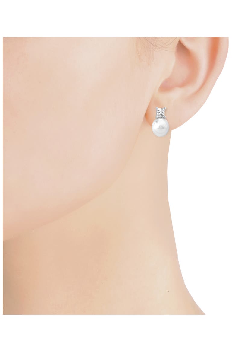 Pearl & Crystal Earrings, Alternate, color, WHITE