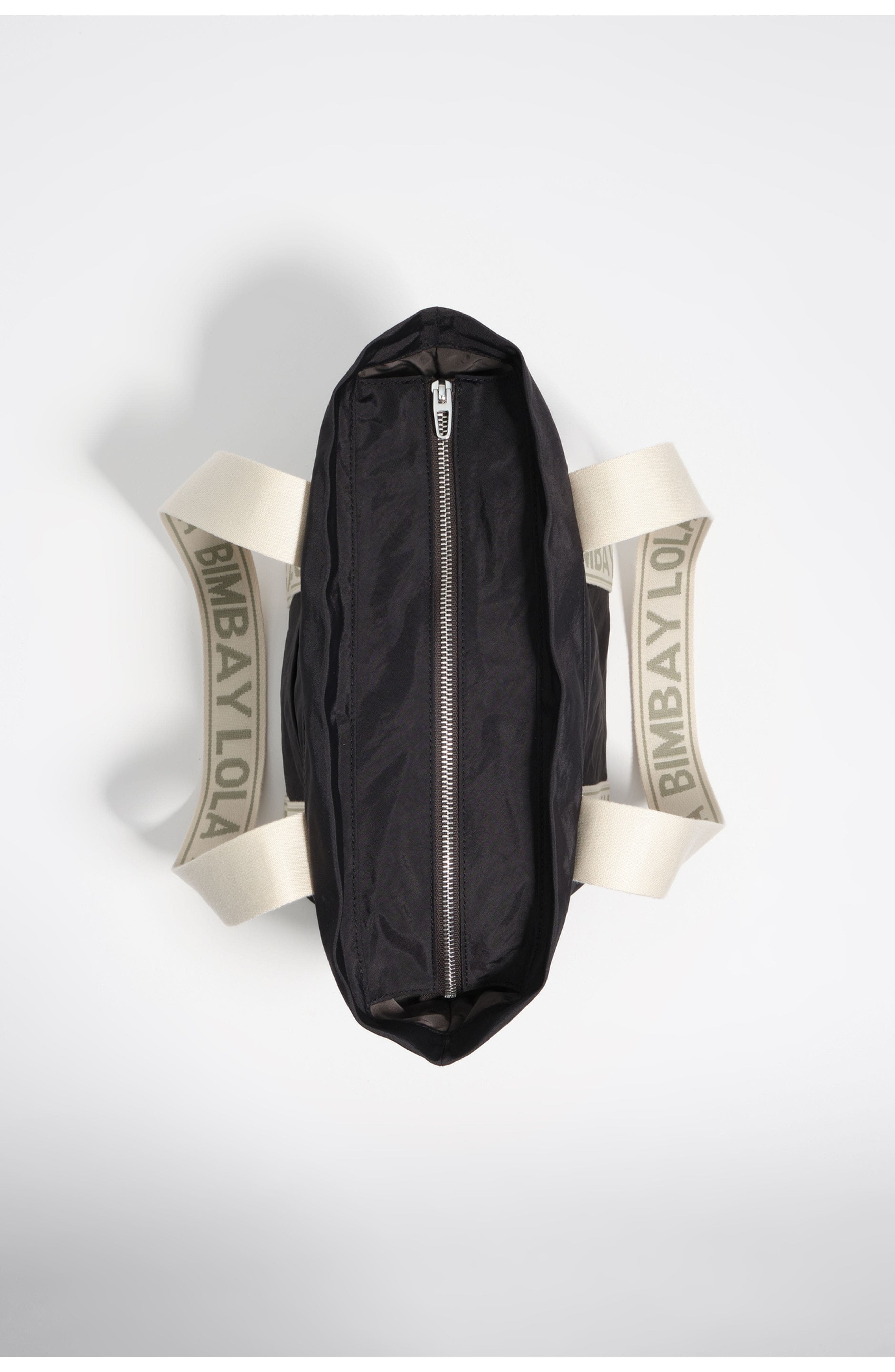 Bimba y Lola Nylon Logo Strap Bag, Alternate, color, Graphite