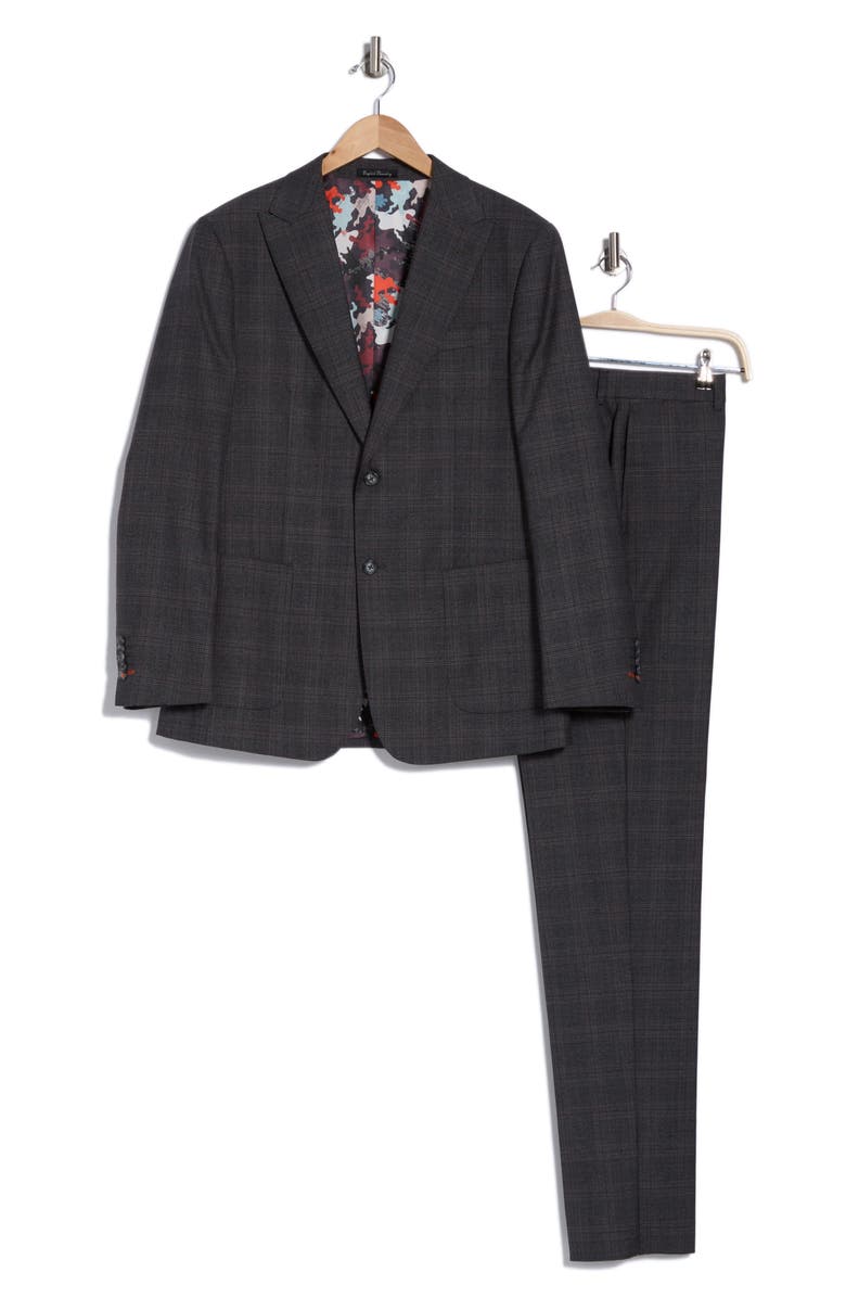 Plaid Trim Fit Peak Lapel Wool Blend Two-Piece Suit