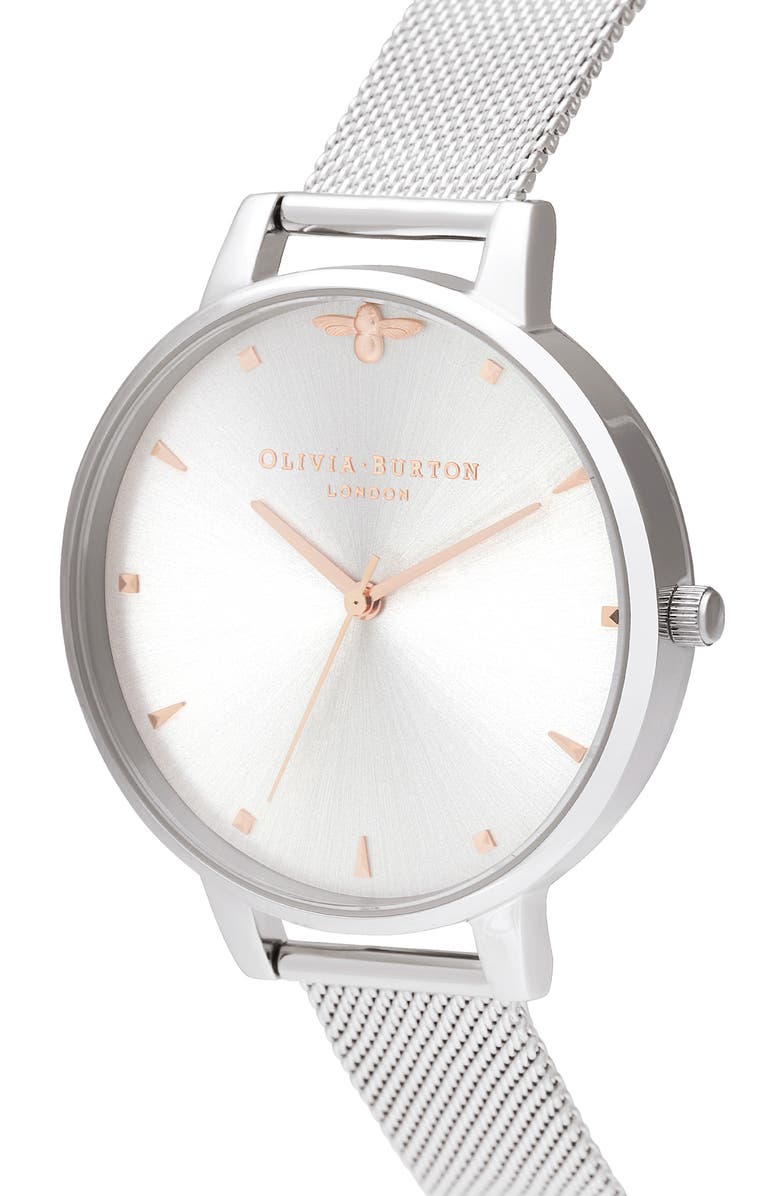Olivia Burton Queen Bee Mesh Strap Watch, 38mm, Alternate, color, 
