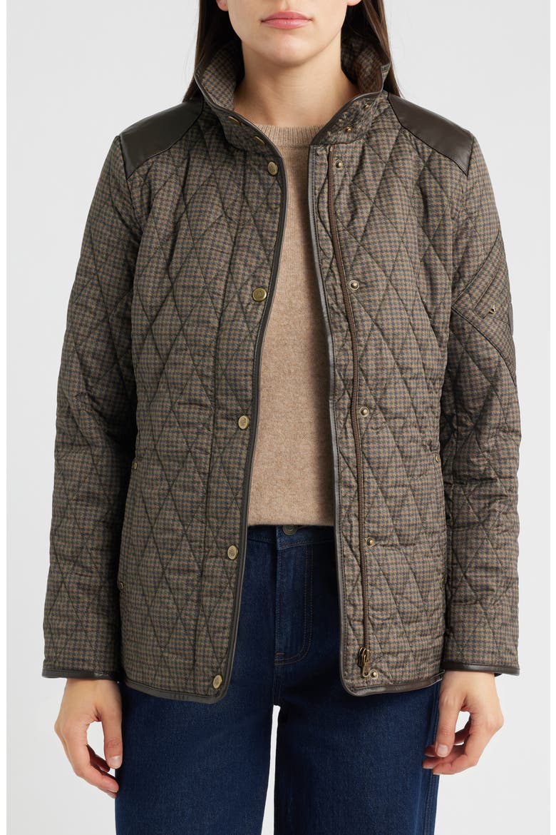 Houndstooth Quilted Barn Jacket, Alternate, color, FOREST BLACK MINI CHECK