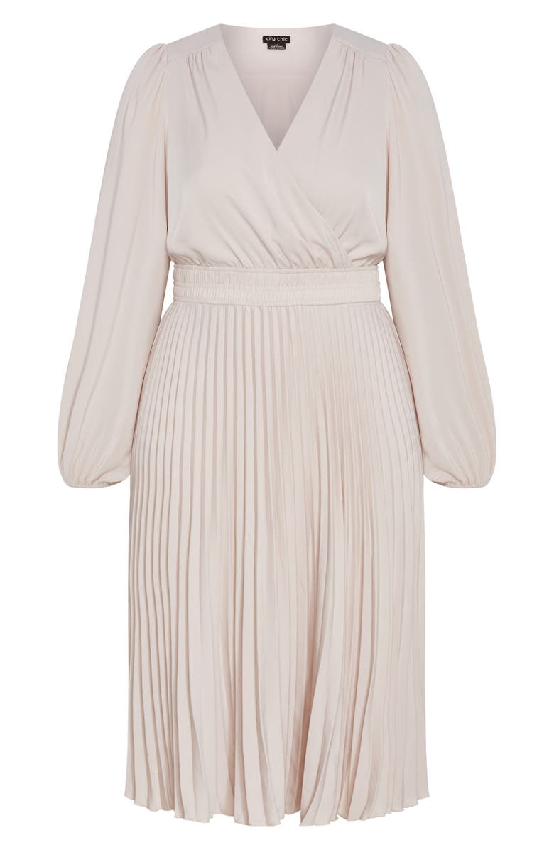 City Chic Fate Long Sleeve Pleated Maxi Dress, Alternate, color,