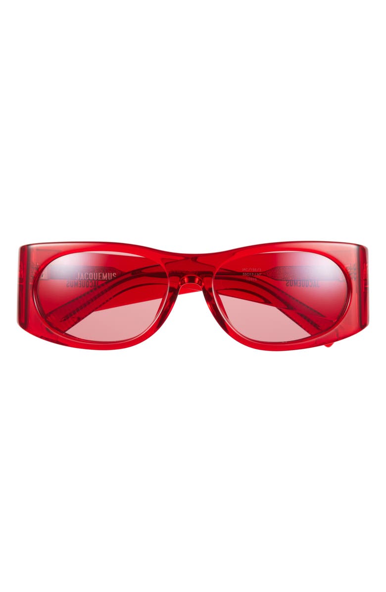 Jacquemus The Pilota Sunglasses, Main, color, Cherry/ Silver/ Cherry