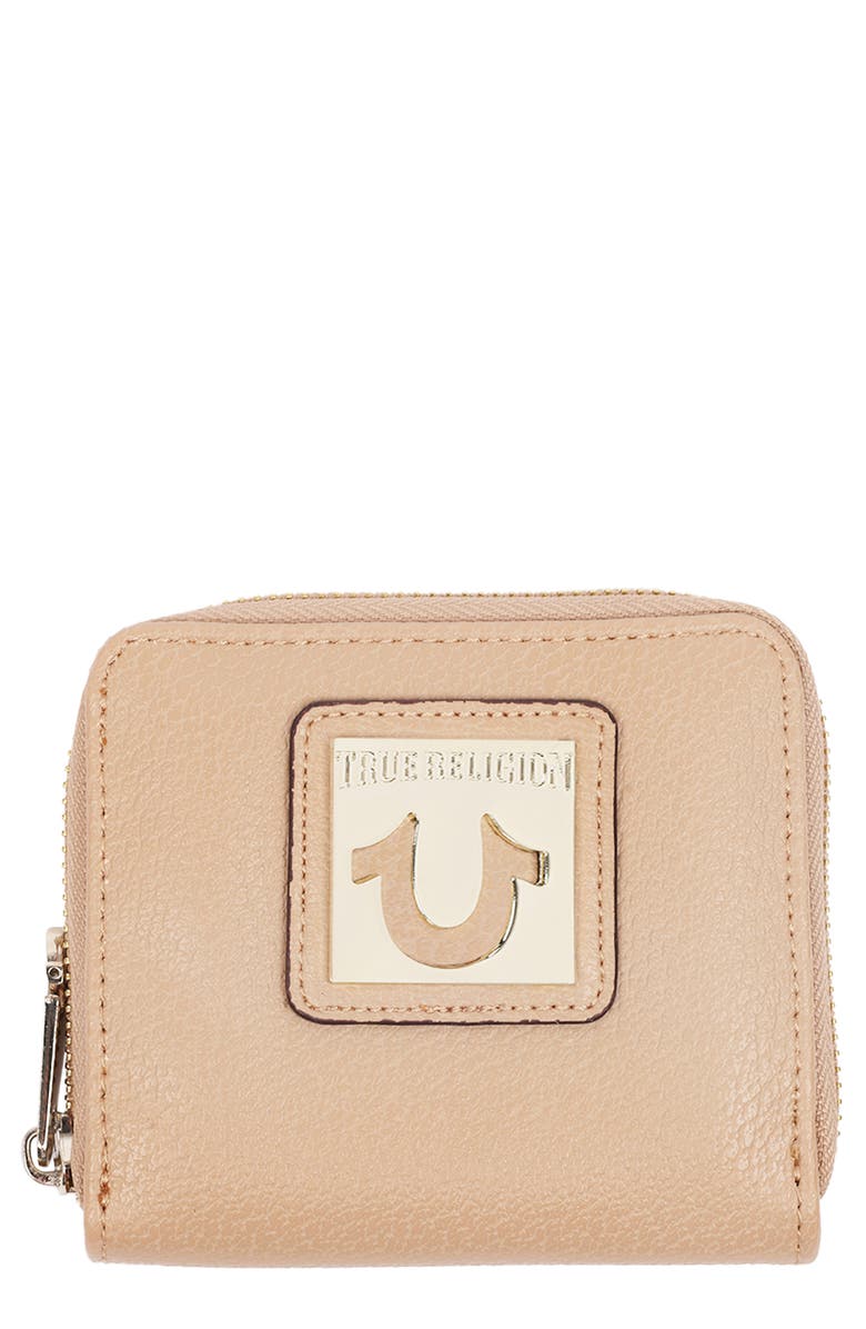 True Religion Horseshoe Plaque Mini Wallet, Main, color,