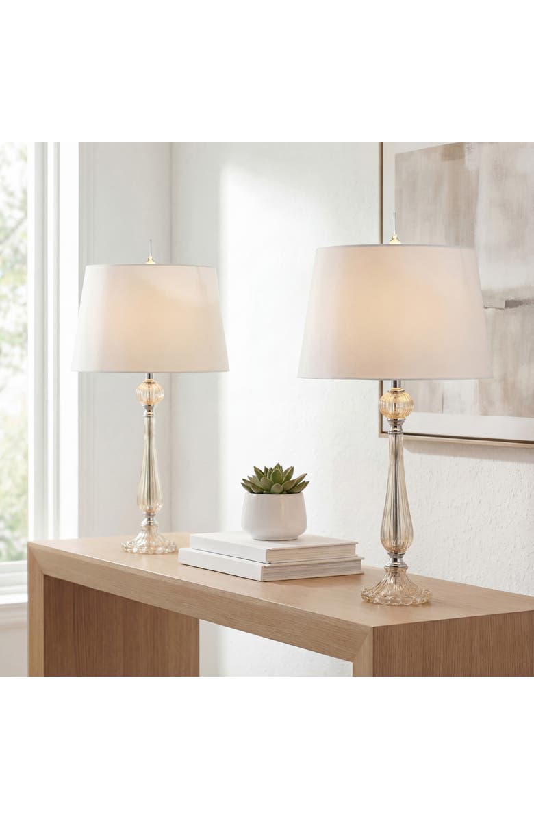 JONATHAN Y Chloe 32.5" Glass LED Table Lamp, Champagne, Main, color, Champagne