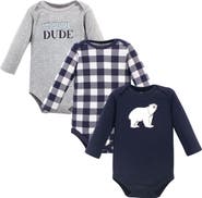 Hudson Baby Cotton Long-Sleeve Bodysuits 3-Pack