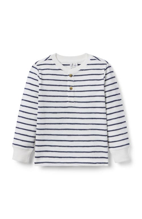 Janie And Jack Striped Henley Tee In White