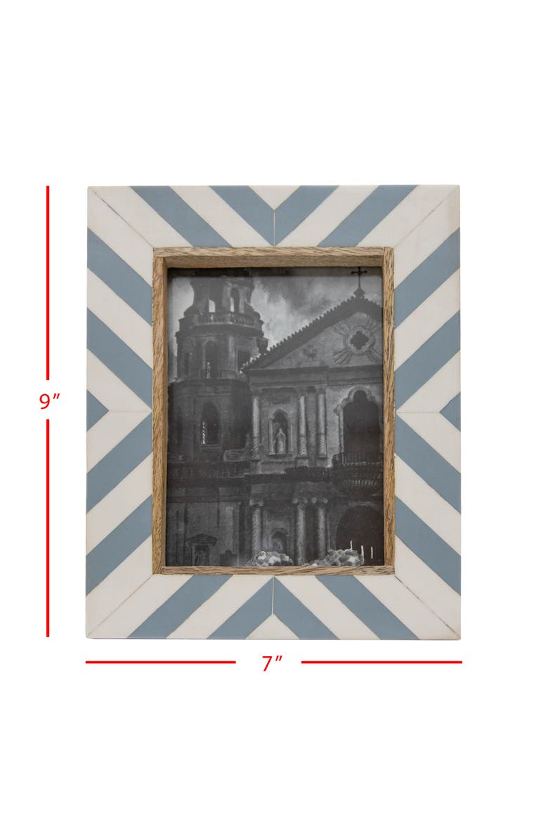 5x7 Blue & White Wood Photo Picture Frame w/ Glass Pane, Alternate, color, Blue