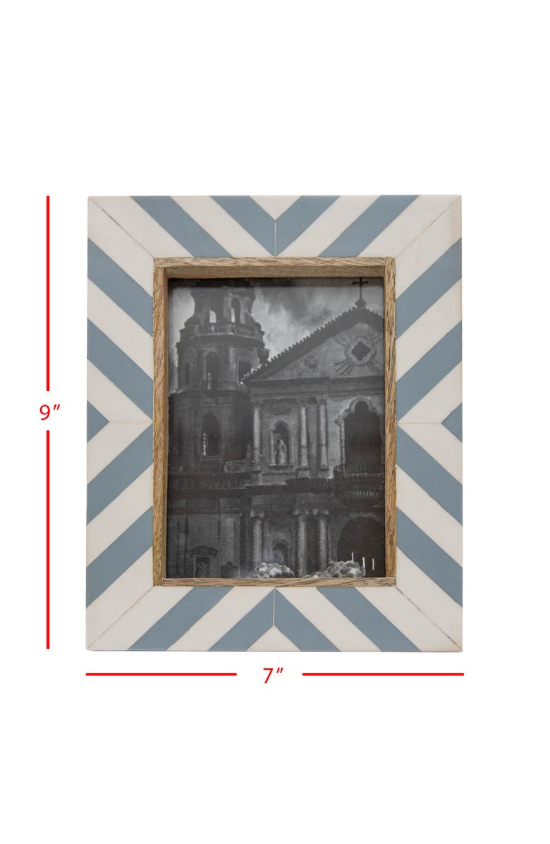 Foreside Home and Garden 5x7 Blue & White Wood Photo Picture Frame w/ Glass Pane, Alternate, color, Blue