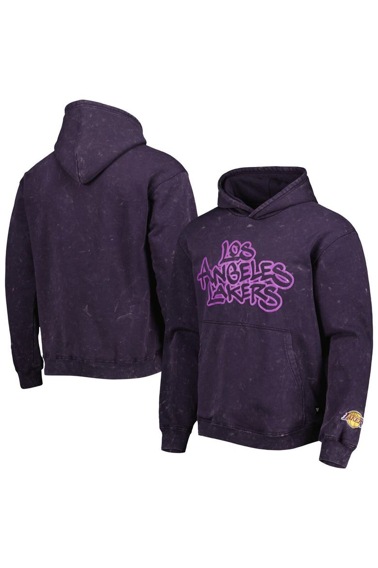 Unisex The Wild Collective Purple Los Angeles Lakers Tonal Acid Wash Pullover Hoodie, Main, color, Purple